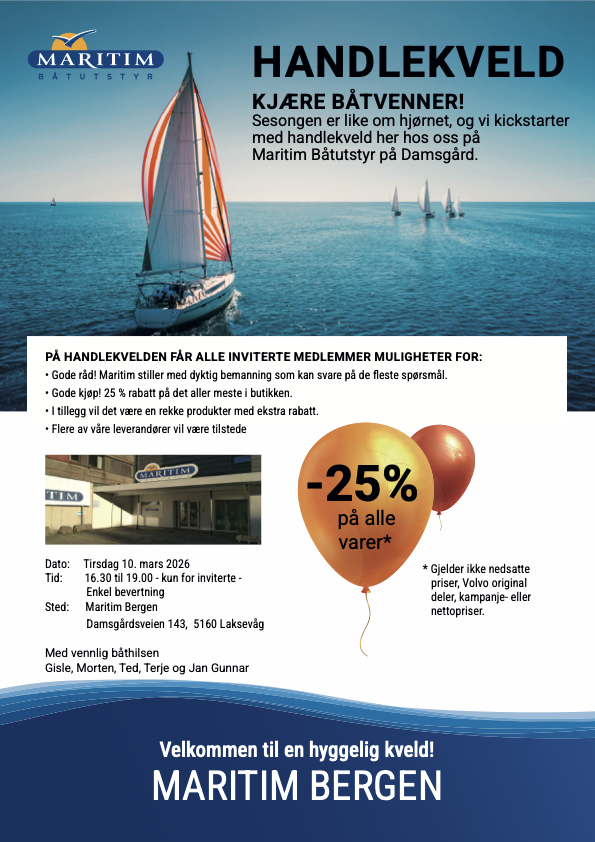 reklame for handlekveld på maritim bergen